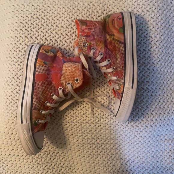 Converse Canvas High Top Floral Orange and Red Pattern-Women’s Size 5 - Picture 3 of 8